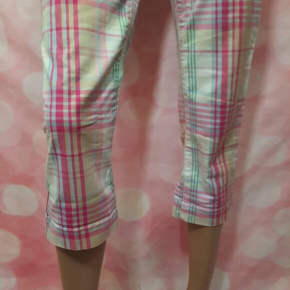 Y2K Tommy Jeans low rise Cropped Plaid Pants Size 3 Pastel Pink Yellow White - Picture 5 of 10